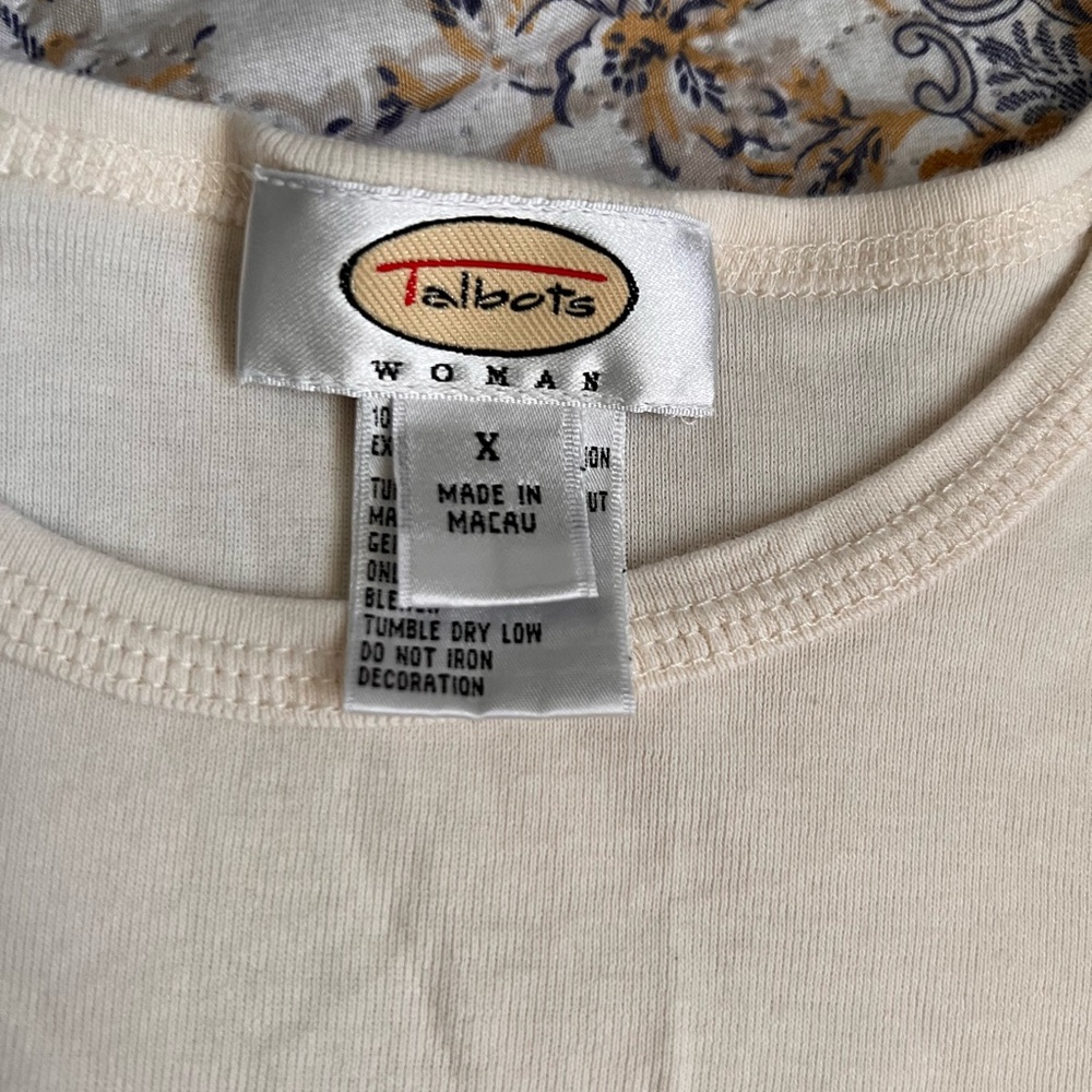 Talbots Cream Top with Purple Floral Accents - Picture 3 of 8